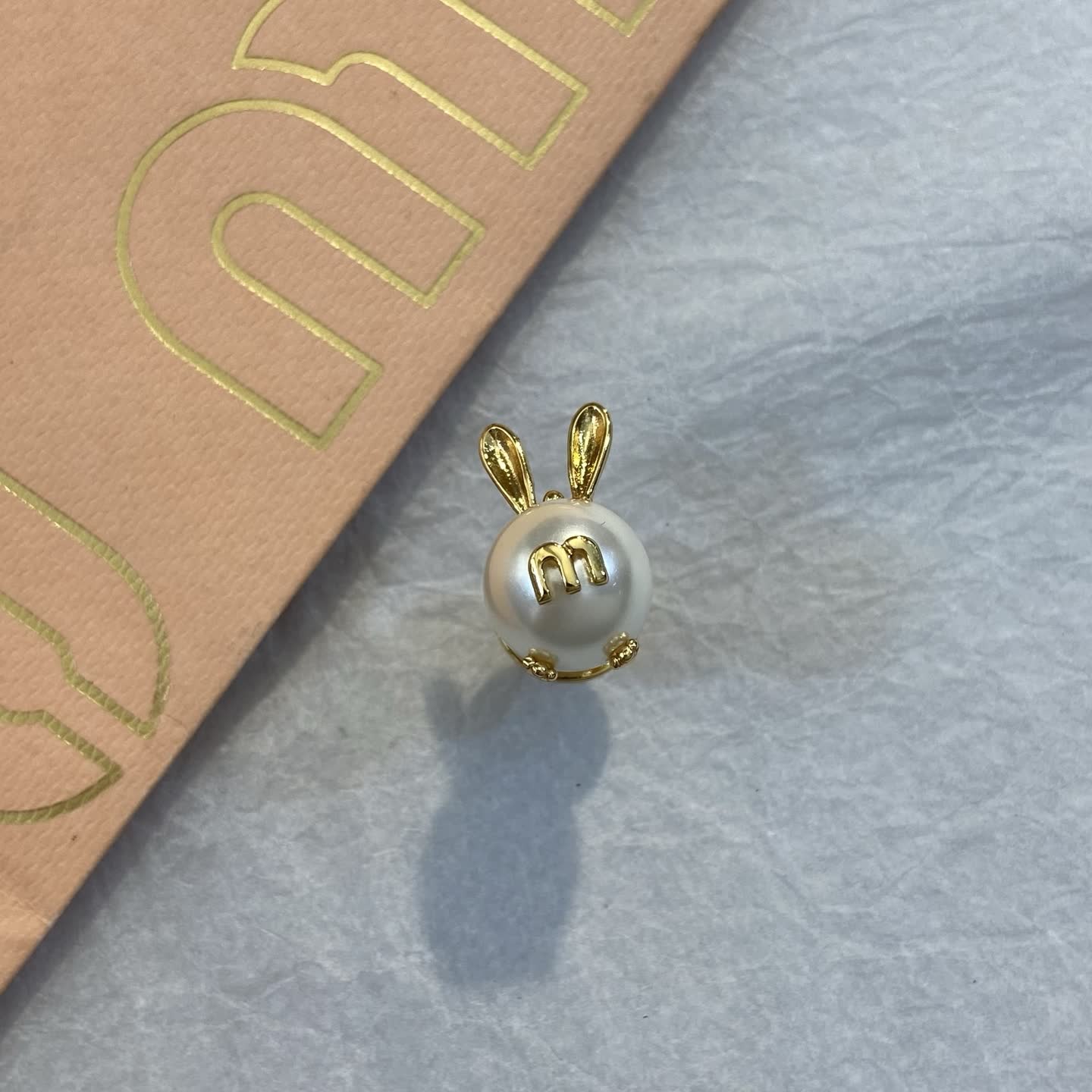 Miu Miu Gold Tone Pearl Earrings
